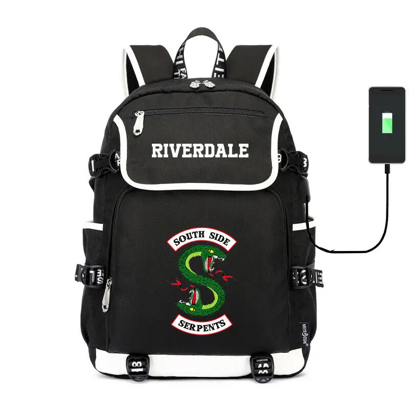 

Riverdale South Side Serpents USB Charging Backpack Schoolbag Book Student USB Charge travel Bag Mochila