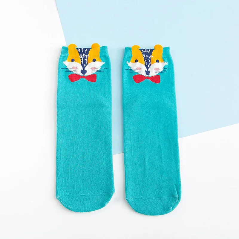Мультфильм носки милые забавные креативные кролик носки женские Харадзюку и изображением милой коровы и Meias Calcetines Mujer Divertidos Sokken - Цвет: Green