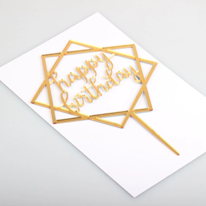 1 шт акриловый микс формы розовый любовь Луна Звезда Круглый Топпер для торта «С Днем Рождения» для вечеринки день рождения украшения десерт прекрасные подарки - Цвет: Gold 04
