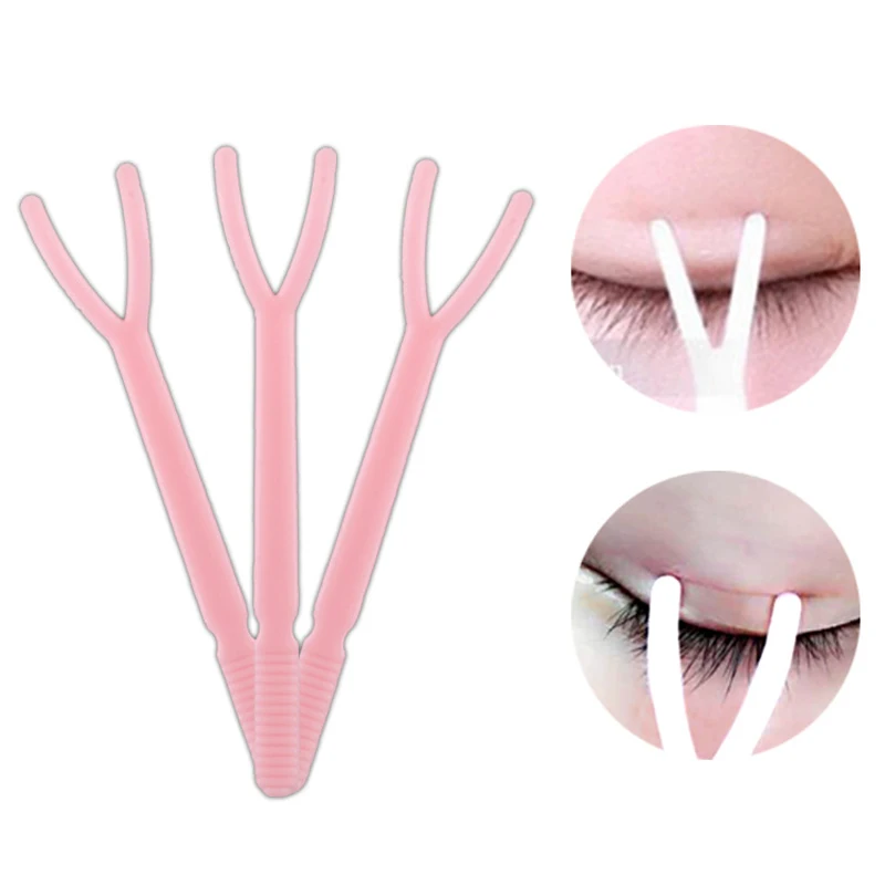 

YOKPN 50 Pcs Invisible Double Eyelid Paste Sticker Plastic Y Shape Clipper Fork Wear False Eyelashes Forks Shaping Makeup Tools