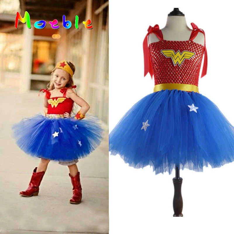 superhero wonder woman girl tutu dress kids cosplay costume christmas halloween dress up tutu dresses baby - Cheap Halloween Dresses superhero wonder woman girl tutu dress kids cosplay costume christmas halloween dress up tutu dresses baby - Cheap Halloween Dresses