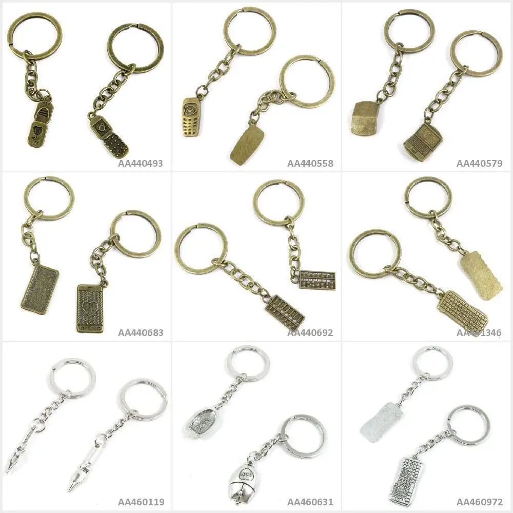 

Antique Bronze Silver Tone Keychain Keyring Keyboard Mouse Pen Chinese Abacus Cellphone Notebook Laptop Phone Key Chain Charms