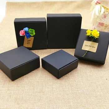 

DHL 400pcs/lot Black Kraft Paper Wedding Candy Jewelry Box Packaging Party Small Gift Boxes Wholesale Handmade Soap Storage Box