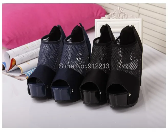 ujty3 2014 summer new flat Roman sandals fish head high-heeled shoes thick crust slope with waterproof mesh | Обувь