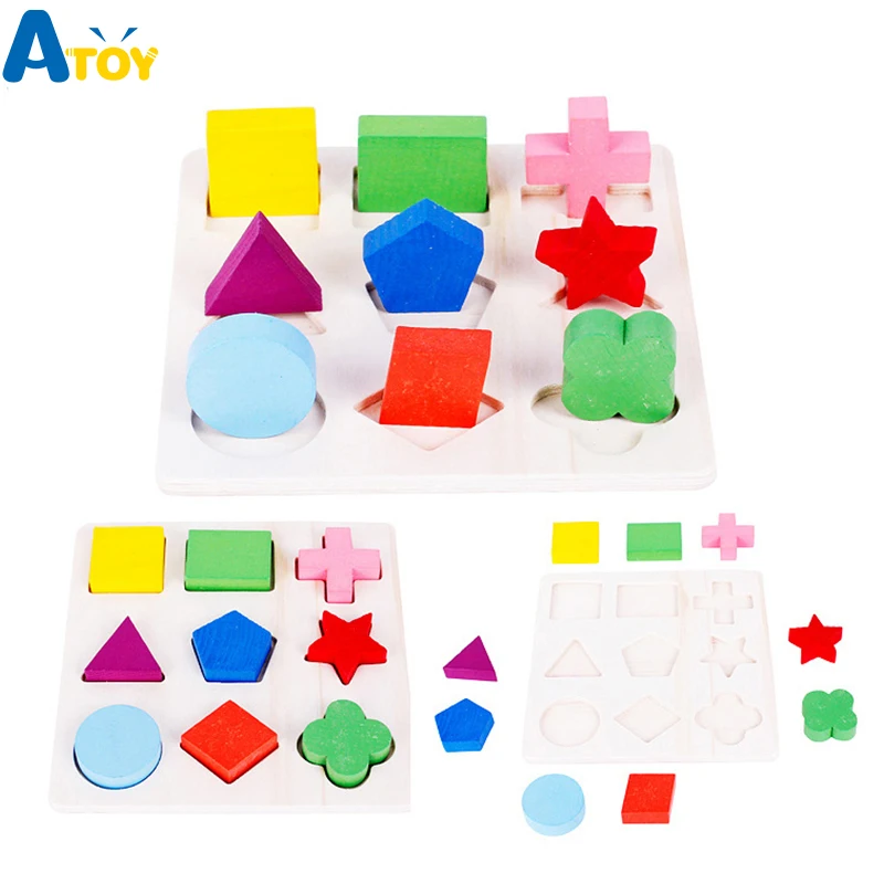 

Wooden Geometric Shapes Sorting Math Montessori Puzzle Preschool Learning Educational Game Baby Toddler Toys for Children Wood