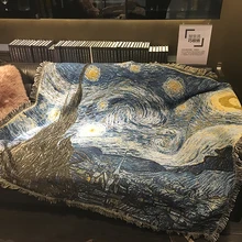 Хлопковый ковер Ван Гог Звездная ночь Одеяло для дивана для гостиной и спальни мягкий ковер для пешего туризма Покрывало Скатерть