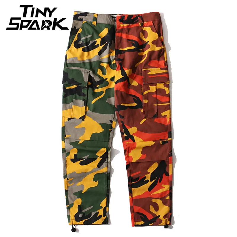 

Two Tone Camo Cargo Pants Men Fashion Baggy Tactical Trousers Hip Hop Casual Multi Pocket Pant Camouflage Streetwear 2018 Autumn