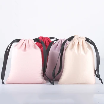 

5pcs/lot 24*32cm Custom Logo Printed 4 Colors Satin Silk Drawstring Pouch Wholesale Packaging Christmas Gift Bag