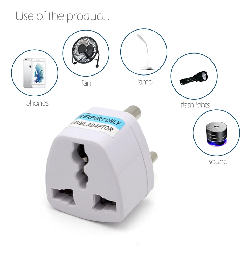 1PC 3 pin Universal UKUSEUAU to Small South Africa Plug India Travel Converter Adaptor AC Power Multi Outlet Adapter Socket  (2)