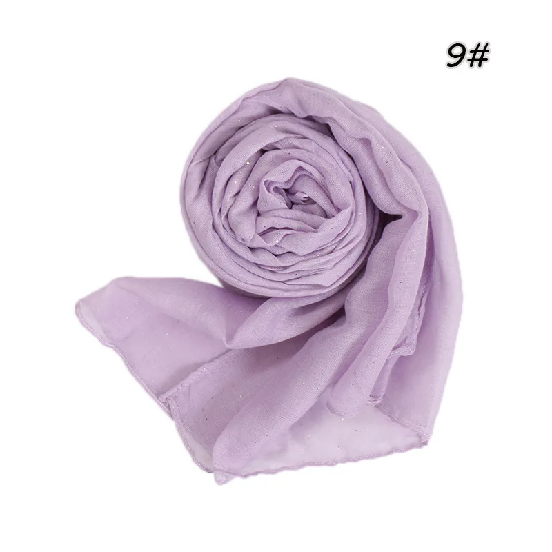 90*180cm fashion muslim women cotton hijab scarf glitter foulard femme musulman shawls islamic headscarf malaysia hijab - Цвет: 9