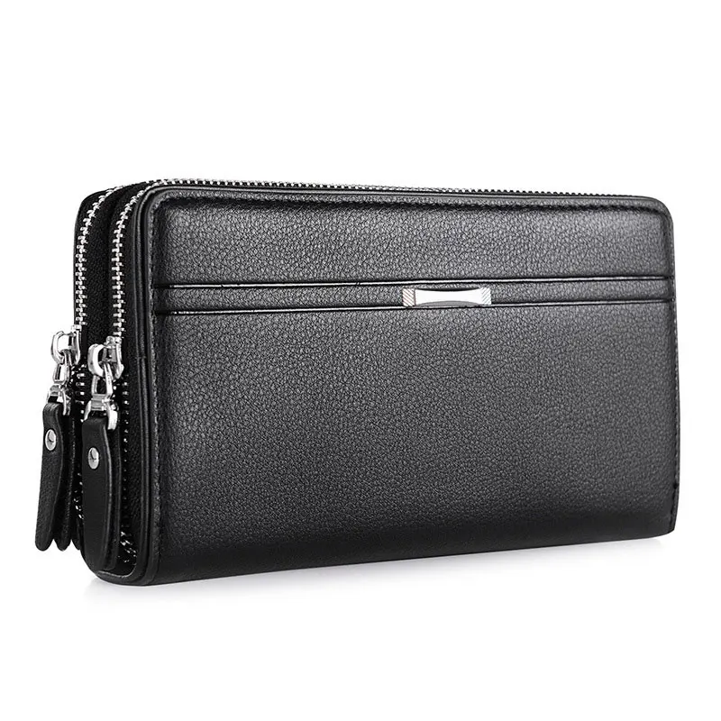 

Leather Fashion Men Double Zipper Wallet Men Purse Male Long Phone Wallet Clutch Bags Carteira Masculina with Credit Card Holder
