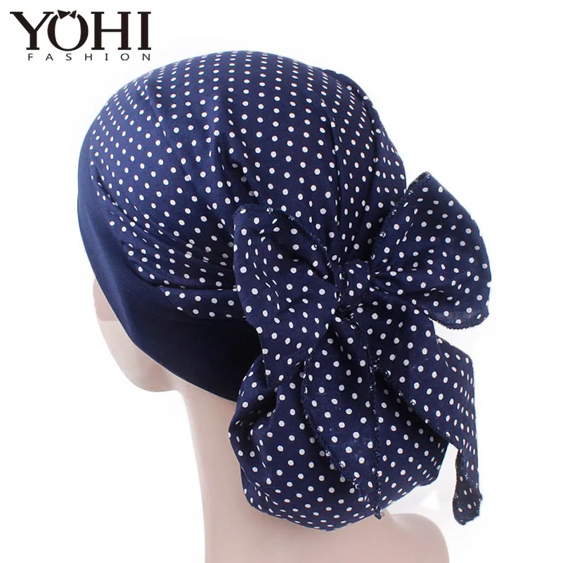 Модный женский хлопковый головной платок Кепка chemo бант головная повязка в виде чалмы спальный головной убор повязка для волос