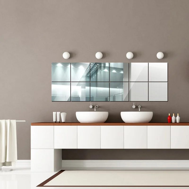Espejo de pared autoadhesivo para pegar espejos cuadrados de arco adhesivo para cuarto de baño espejo creativo para decoración casera Diy