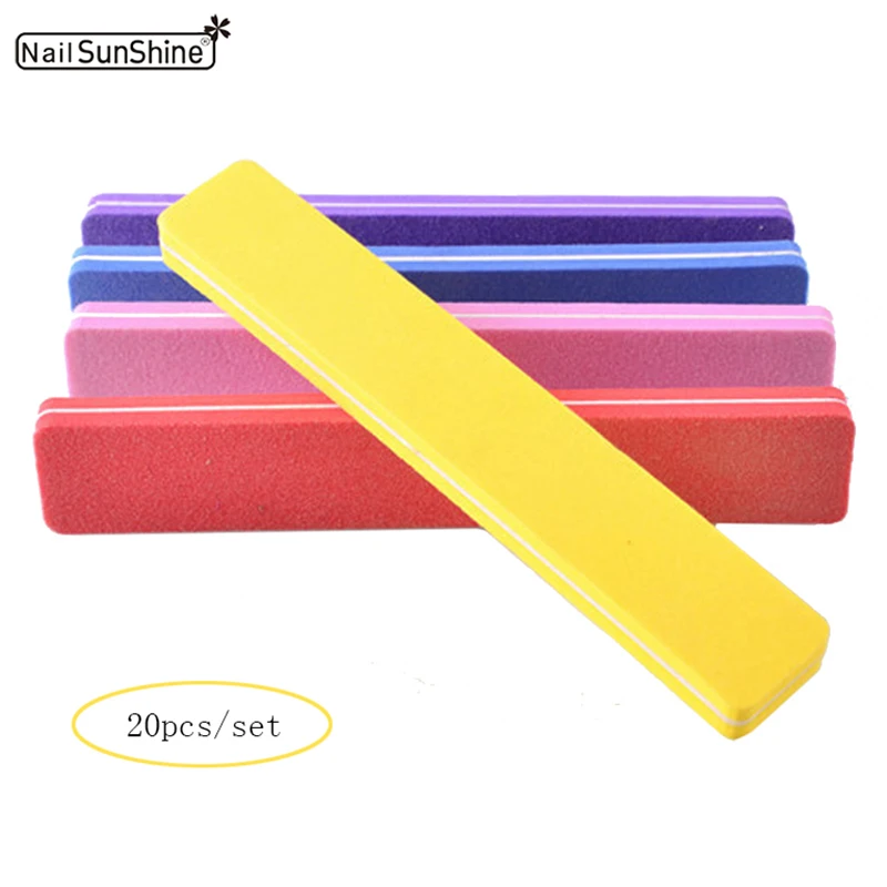 

20pcs/Lot Double Sides Sponge Nail files buffer 100/180 Trimmer Buffer lime a ongle Nail Art Tools Washable Buffing Sanding File