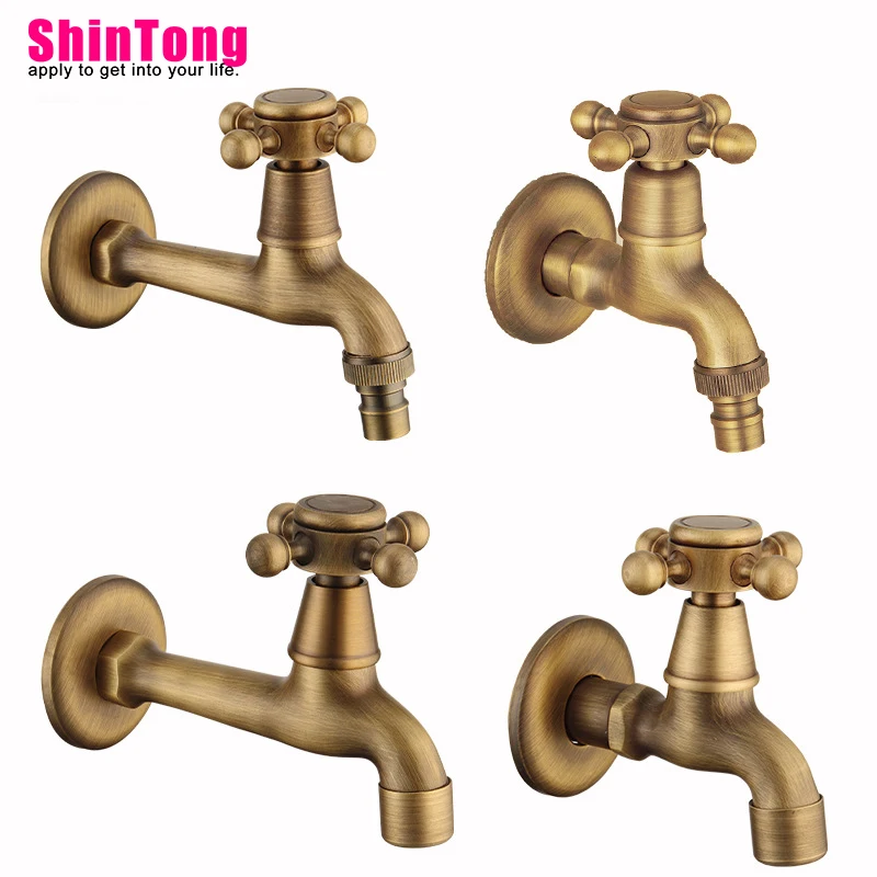 

Washing machine mop pool faucet length optional European retro copper torneira de lavanderia Brass Wall Mounted