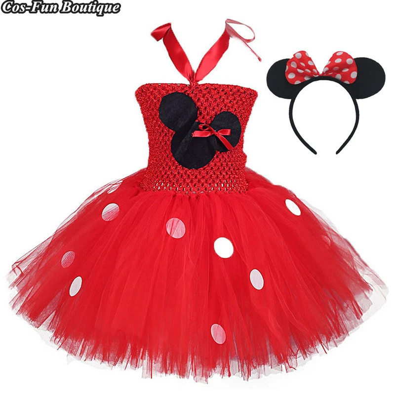 

PRINCESS TUTU Cute Dot Girls Minnie Dress Mouse Ear Flower Headwear Birthday Kids Baby Girl Dresses Clothes Cosplay Costume W054