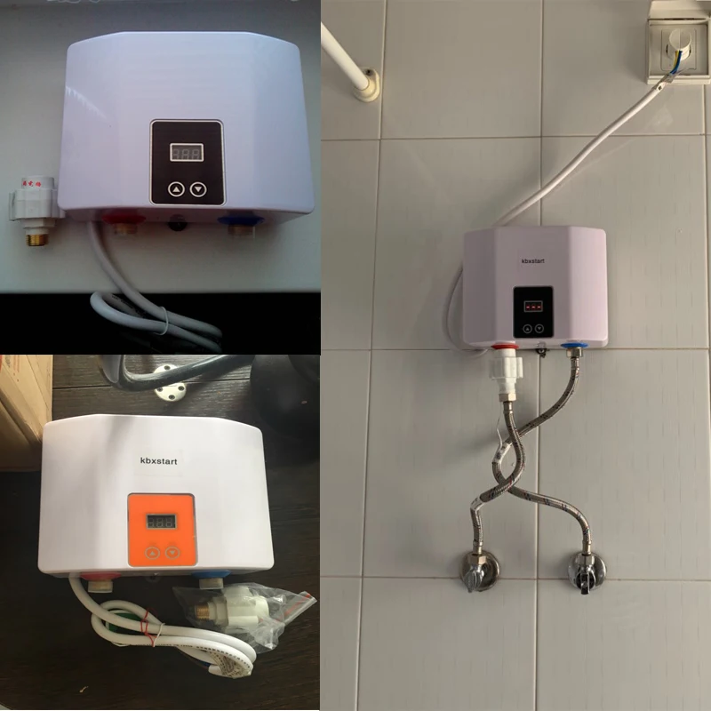 Electric Tankless Water Heater 5500W for Hot Water Heating Kitchen Bathroom Shower Wall or Floor Mounted Can Adjust Temperature