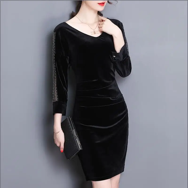 2019 женские бархатные платья весна женское вечернее платье vestidos плюс размер M 4XL
