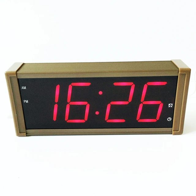 large display led digital alarm clock with metal shell eu plug for free electronic calendar
