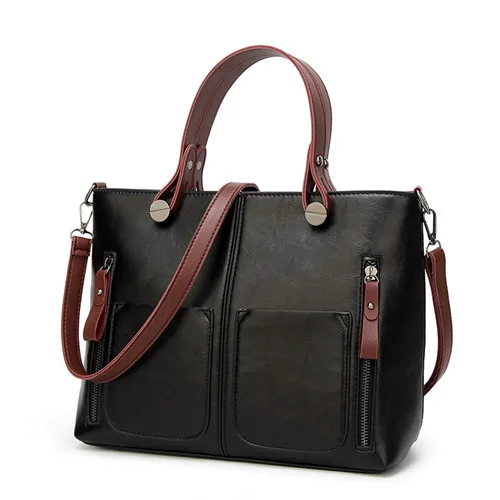 Tinkin, винтажная женская сумка на плечо, Женская Повседневная сумка для ежедневных покупок, универсальная, высокое качество, женская сумка - Цвет: black
