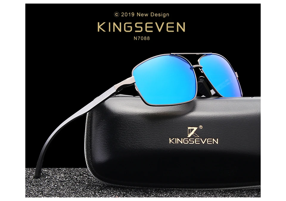 KINGSEVEN Men's Vintage Sunglasses Polarized Square Classic