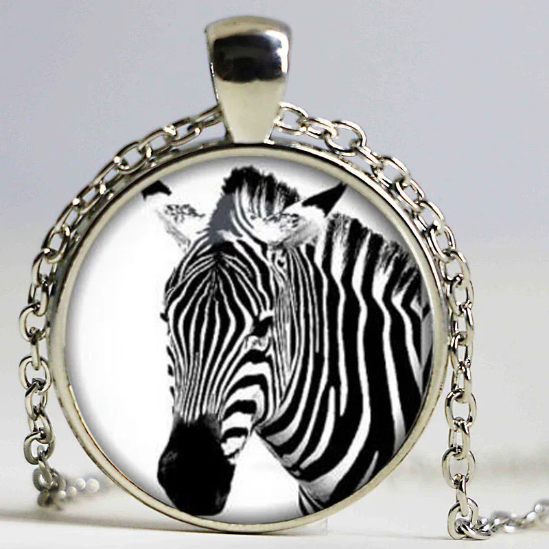 Zebra pendant Zebra necklace Zebra jewelry nature necklace glass