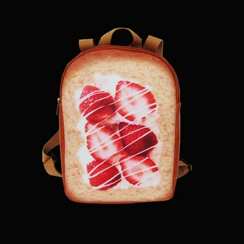 

Backpacks Creative lovely interesting Bread Strawberry Pattern rucksack knapsack blanket roll drop shipping College Student Bag