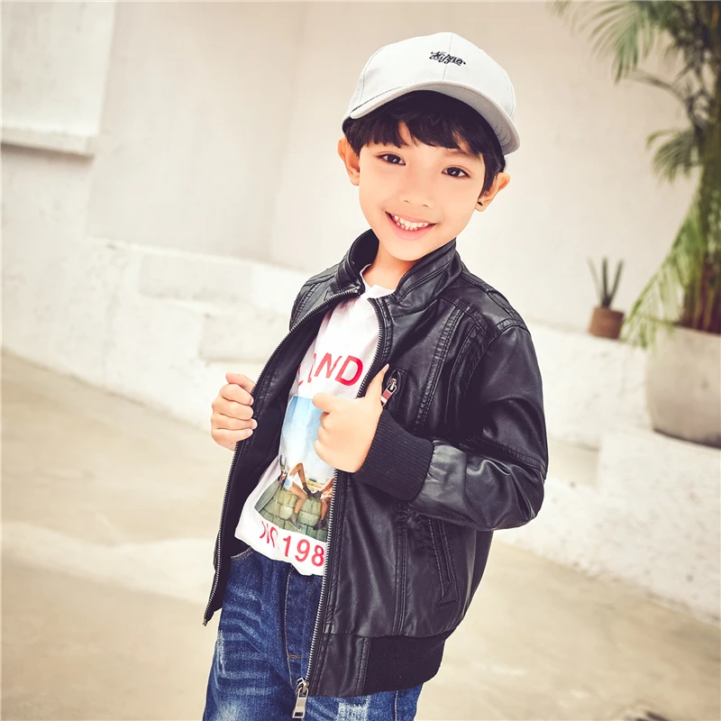 

Spring Autumn Kids Jacket PU Leather boys Jackets Clothes Children Outwear For Baby Boys warm jackets 505