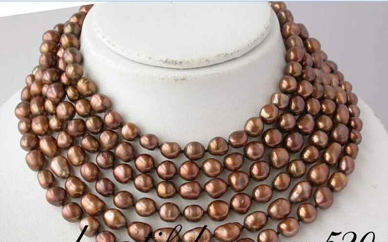 

hot sale ******Z2038 LUSTER 100" 10mm baroque coffee freshwater pearl necklace (A0322)
