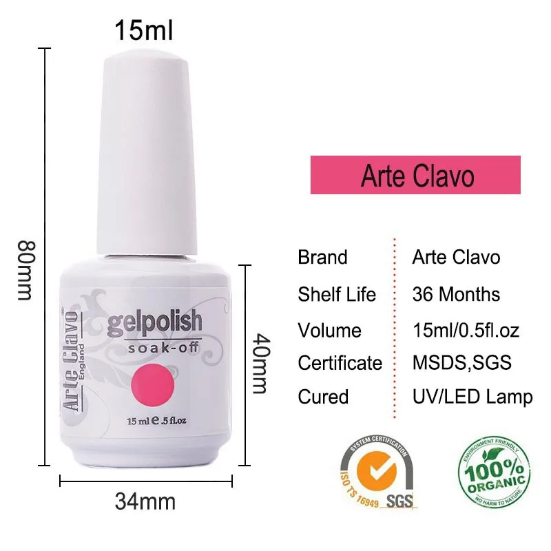 Arte Clavo 15ml UV Gel Nail Manicure UV Nail Polish Winter Color Soak Off Gel Polish Permanent Varn