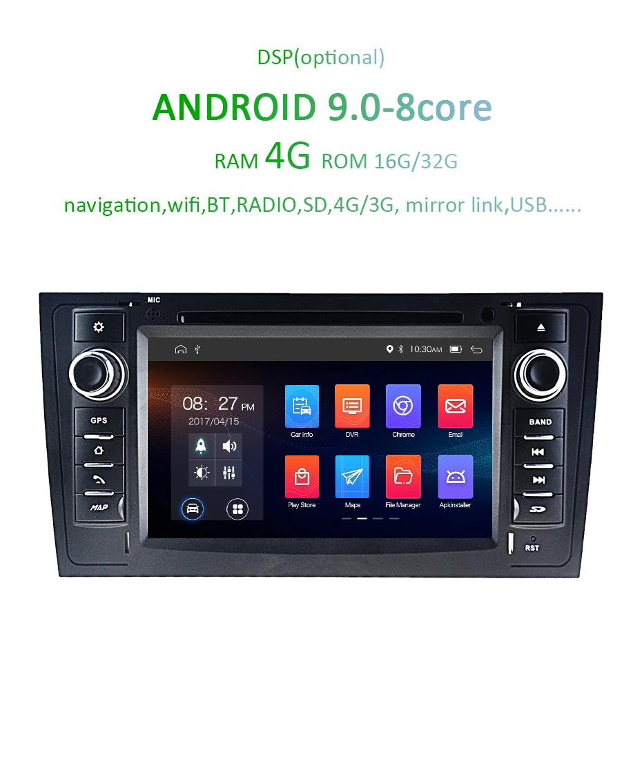 Flash Deal DSP Android 9.0 2 DIN Auto DVD Player for AUDI A6 4B C5 1997-2005 Allroad 2000-2006 Ibiza GPS Radio Navigation Stereo Screen PC 2