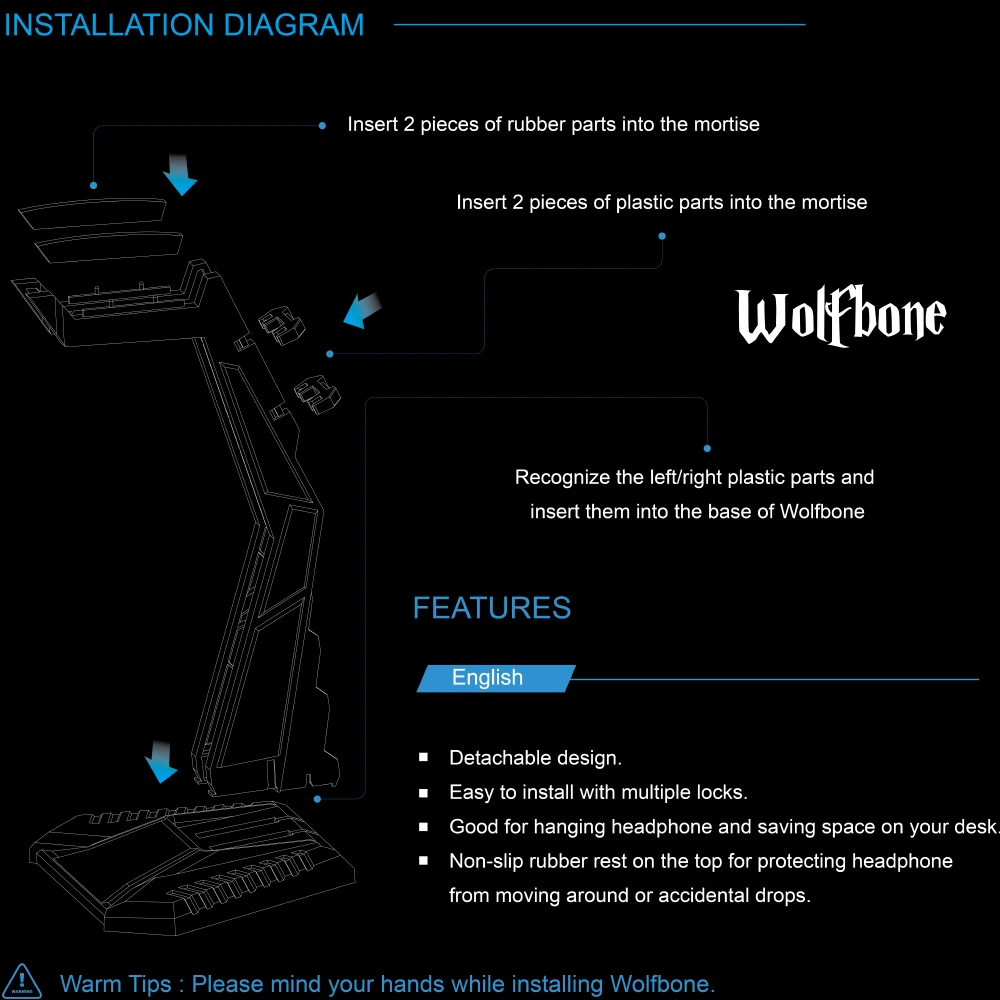 SADES WOLFBONE креативная Подставка для наушников, гарнитура, наушники, пластиковый модульный держатель, модный дисплей, кронштейн для наушников