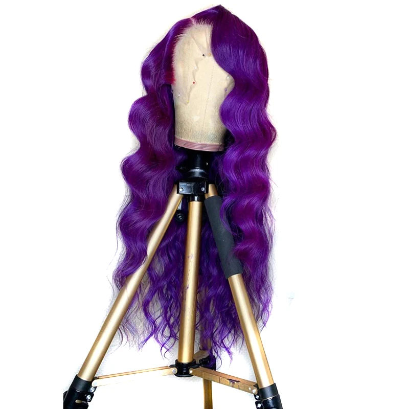 

Charisma Long Body Wave Hair Purple Lace Front Wig Side Part Synthetic Wigs for Women Heat Resistant Glueless Wig 150 Density