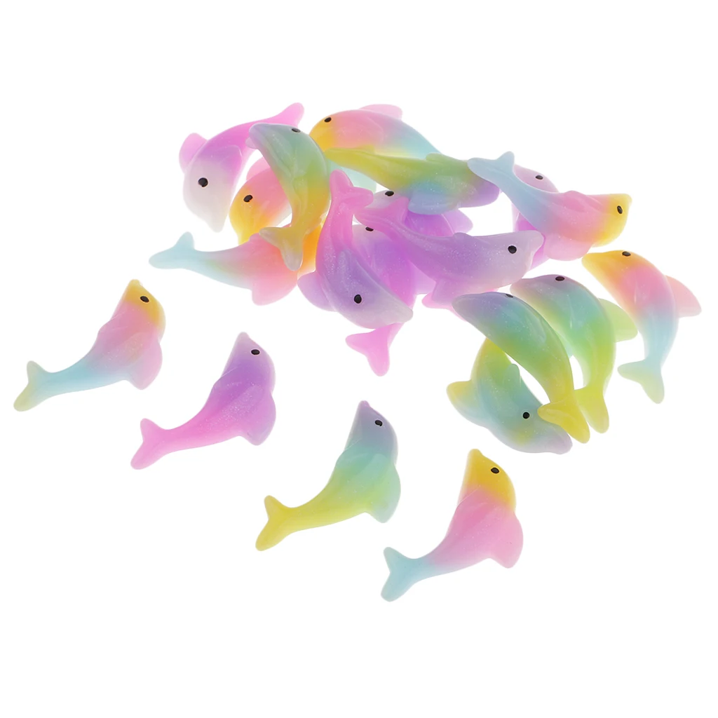 20x Rainbow Dolphin Resin Cabochon Flatbacks Embellishment Craft Accessory Sewing Crafts Accessory Hanging Ornaments 32x13mm