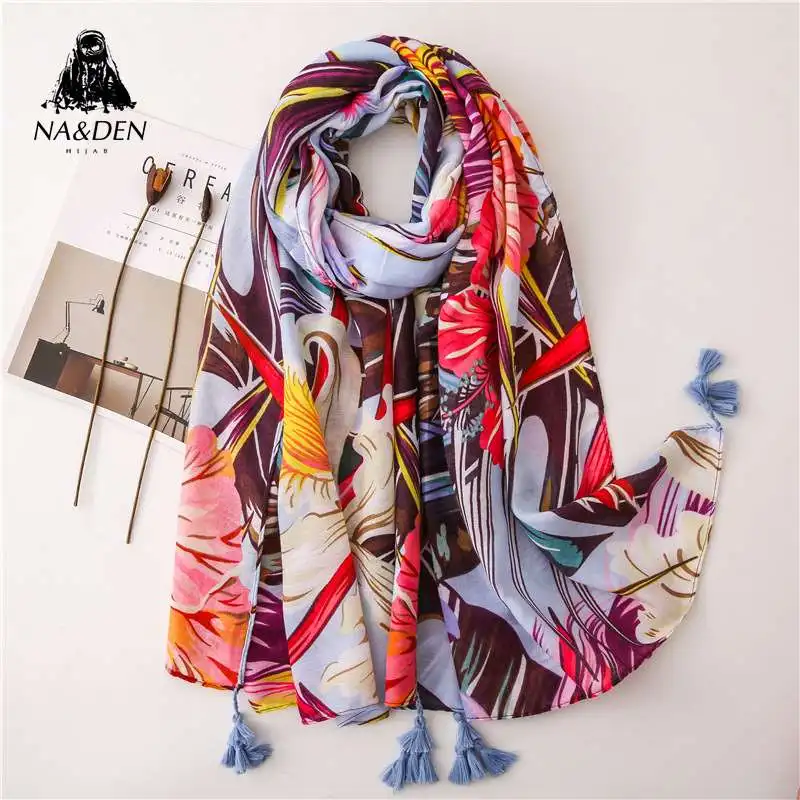 

NEW Flower print tassel cotton scarf with animal pattern scarves Muslim hijab Lady's Fashion wraps shawl 10pcs/lot fast shipping