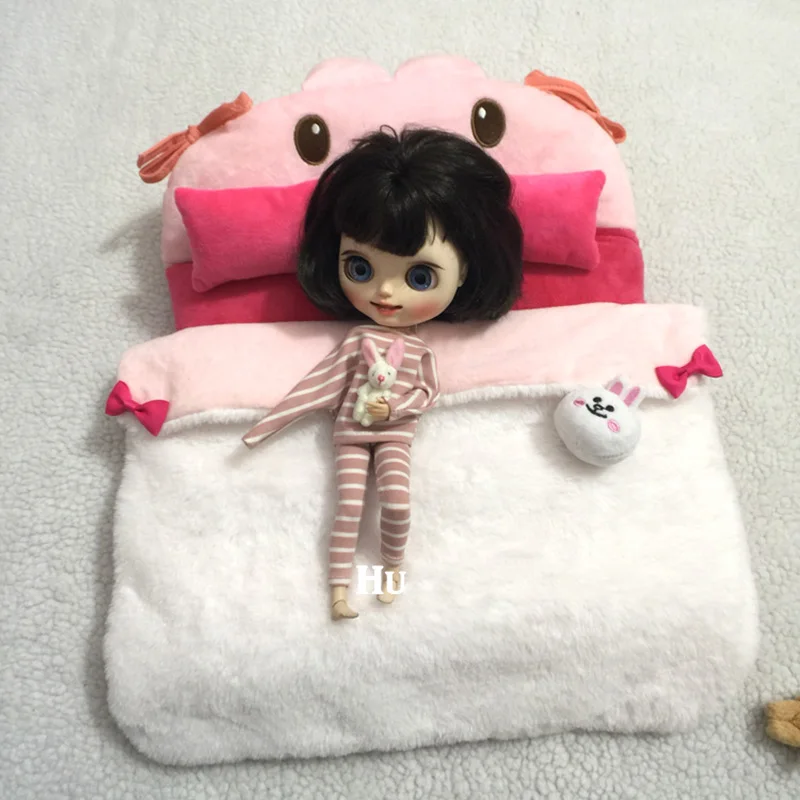 1 компл. Милые Blyth куклы кровать подушки миниатюрный кукольный домик аксессуары для кукол кукольная мебель принцесса кровать для blyth kurhn 1/6 куклы