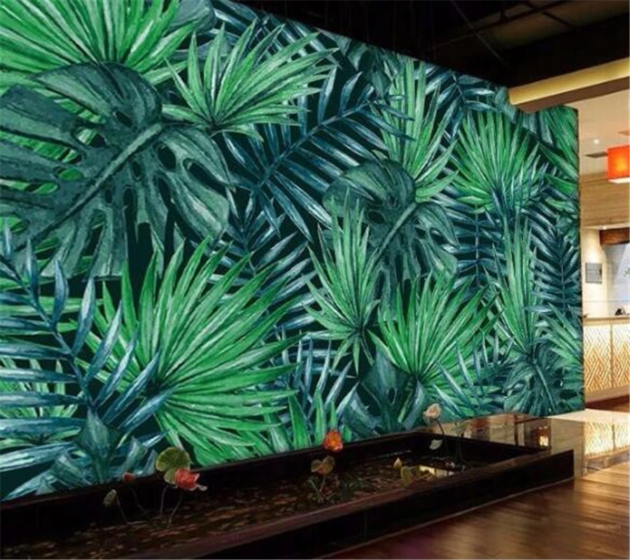 

beibehang Custom wallpaper 3d personalized modern minimalist green foliage landscape mural theme restaurant Lounge 3d wallpaper