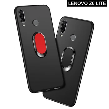 Перейти на Алиэкспресс и купить Чехол для Lenovo Z6 Lite L38111, Роскошный чехол 6,3, мягкий, черный, пластик, металлический палец, кольцо, чехол для Lenovo Z6 Lite Youth Edition