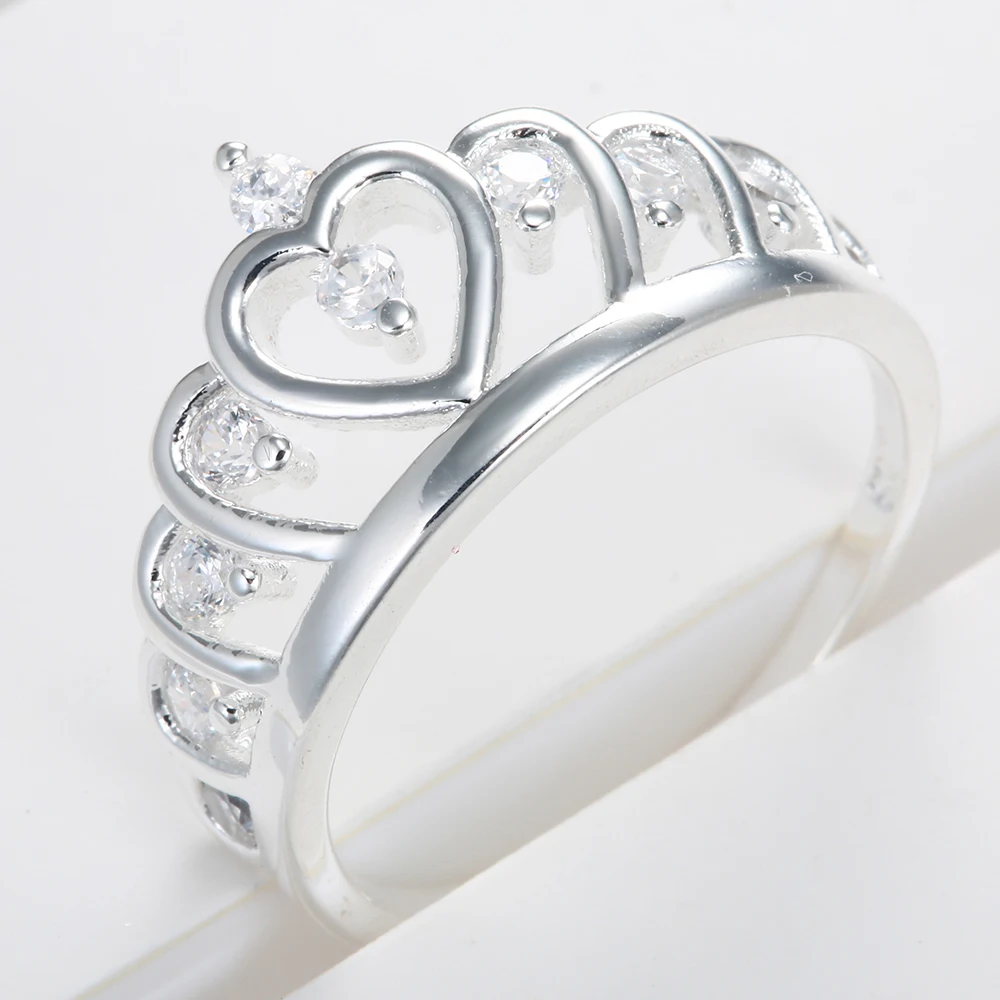 Обручальные кольца с императорской короной США 7 8 9 белое сердце фианитом