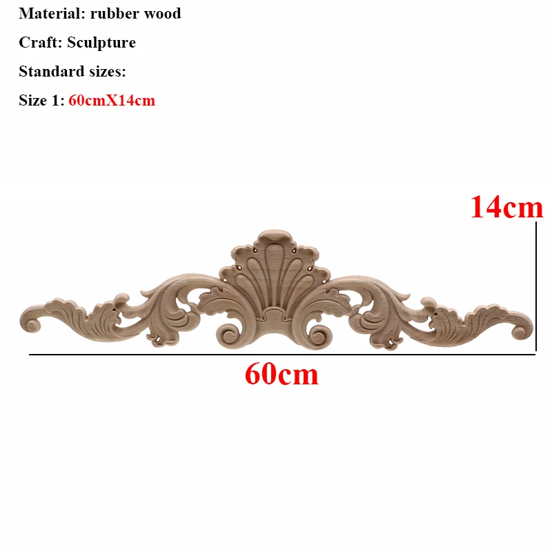 VZLX деревянные наклейки с резьбой угловая рама двери мебель резьба по дереву декоративные деревянные фигурки ремесло длинная аппликация украшения - Цвет: 60cmX14cm