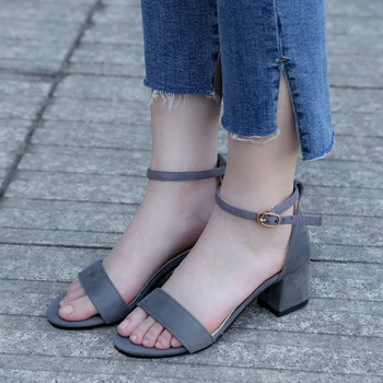 

Women Sandals Summer Fashion Women Beach Sandals Solid Black Pink Gray High Heels Gladiator Casual Shoes Feminina