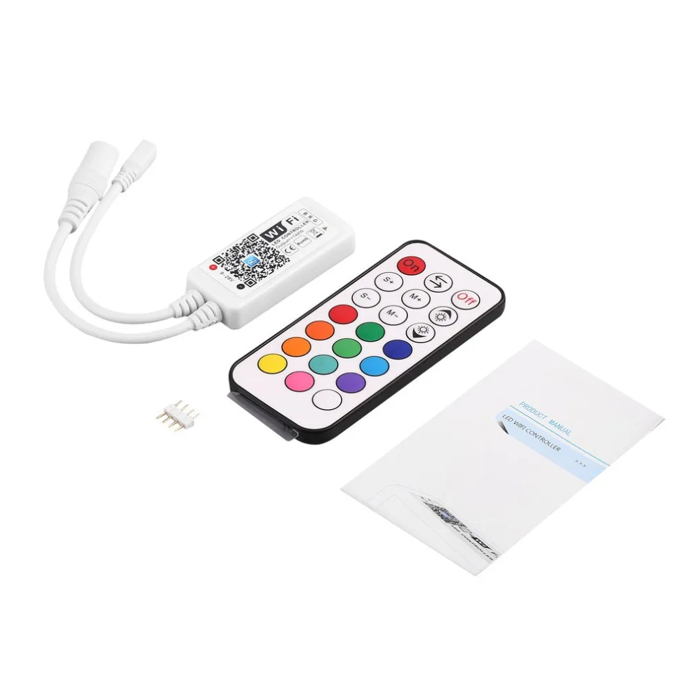 

2017 Dropshipping Mini RGB LED WIFI Controller DC 9-28V 144W + IR 21 Keys Remote Controller for RGB LED Strip Smartphone Control