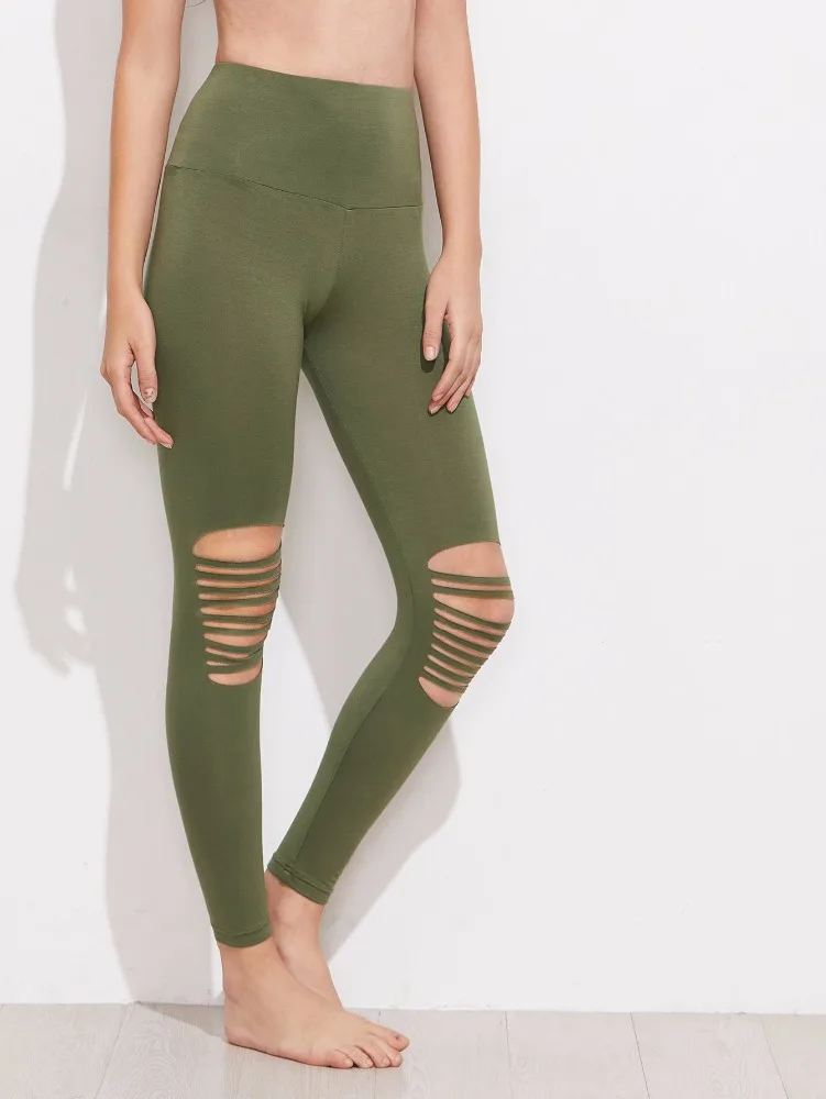 New Green Black Hole Workout Push Up Leggings Women