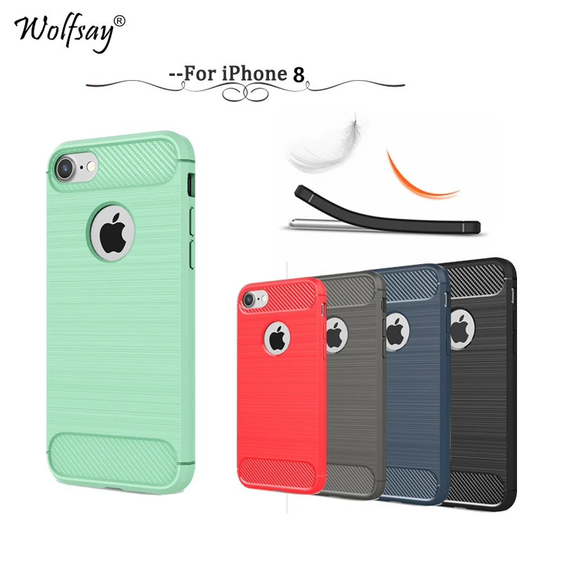 Phone Case For iPhone 8 Cover Soft TPU Brush Rugged Rubber Back Wolfsay Fundas For Case iPhone 8 Case For Apple iPhone 8 Coque