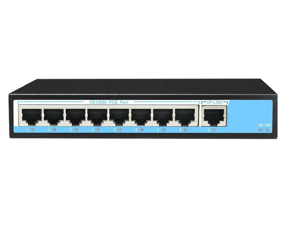CCTV 8ch PoE коммутатор 8 портов Мощность Over Ethernet 1 RJ45 10/100 м DC48V IEEE 802.3af/AT адаптивная