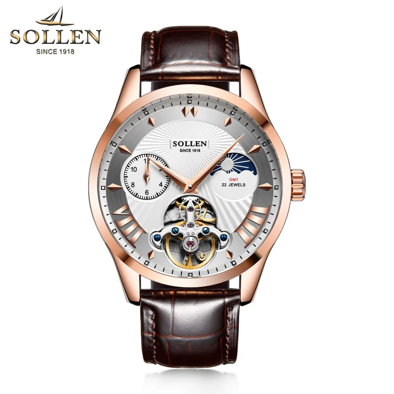 Tod Brand Men Watches Automatic Mechanical Watch Tourbillon Sport Clock Leather Casual Business Retro Wristwatch Relojes Hombre