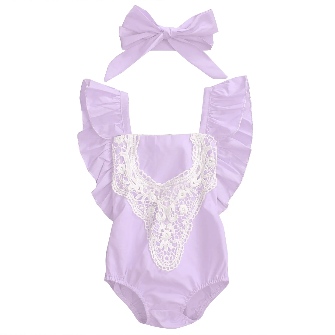 Newborn Baby Girl sleeveless summer Bodysuit Lace Backless Sunsuit