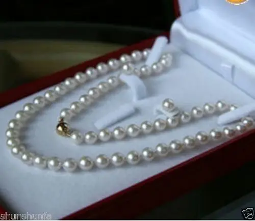 

Noblest 8-9MM saltwater cultured pearl necklace + earring 22 inch