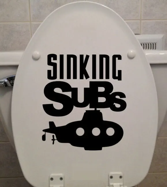 

Sinking Subs Submarine Pattern Quotes Toilet Seat Sticker Vinyl Home Decor Bathroom WC Decals Removable Waterproof Murals 3516