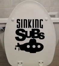 Sinking Subs Submarine Pattern Quotes Toilet Seat Sticker Vinyl Home Decor Bathroom WC Decals Removable Waterproof Murals 3516